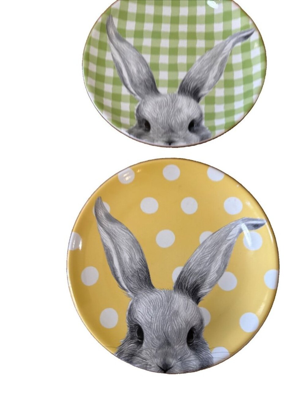 2 Pier 1 Imports Easter Bunny Ears Porcelain 8" Salad/Dessert Plates